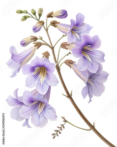 
paulownia tomentosa flowers isolated on white background