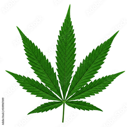 Cannabis or hemp or marijuana green fresh leaf isolated transparent background, png