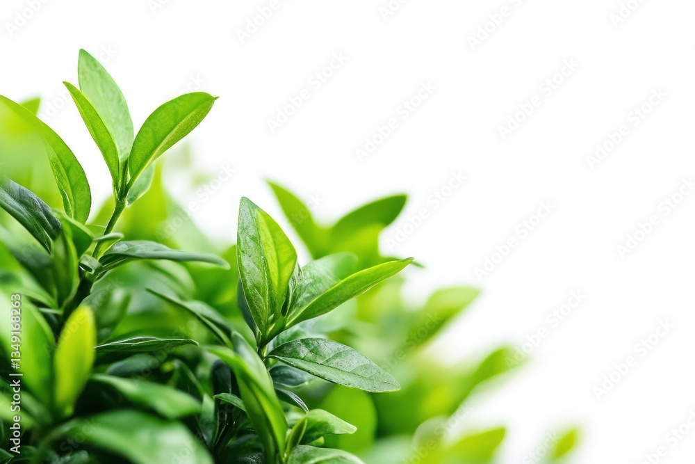 Fresh Green Leaves Background with Bright White Space for Text Fresh Green Leaves Background with Bright White Space for Text