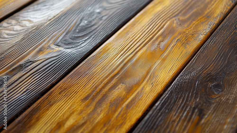 Fototapeta premium An ultra-detailed close-up of aged wood, highlighting the realistic grain with a mix of deep grooves and raised patterns