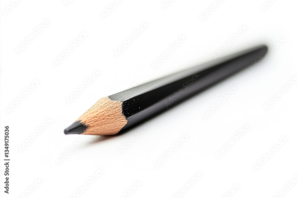 Black Pencil on White Background Close-up for Drawing or Writing Black Pencil on White Background Close-up for Drawing or Writing