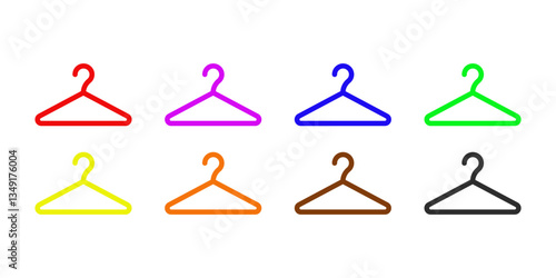 Colorful hangers icon set.