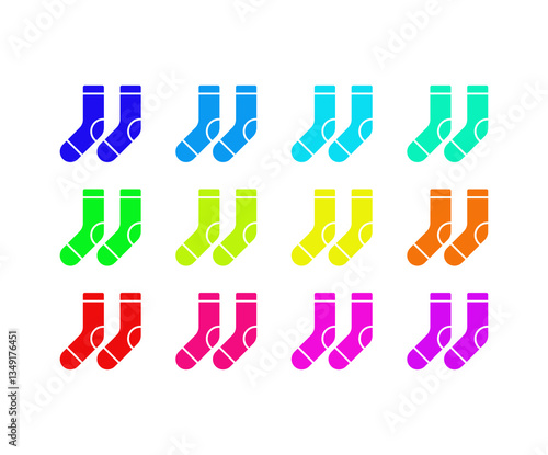Colorful socks icon set.