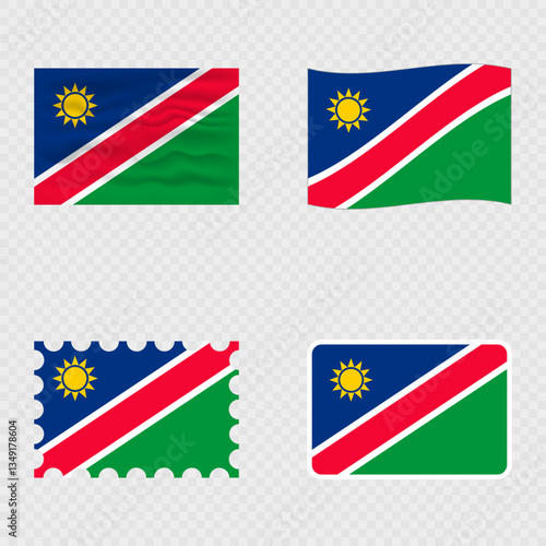 Namibia national flag in four different styles. Free Download Namibia national flag in four different styles. - GFXLoad