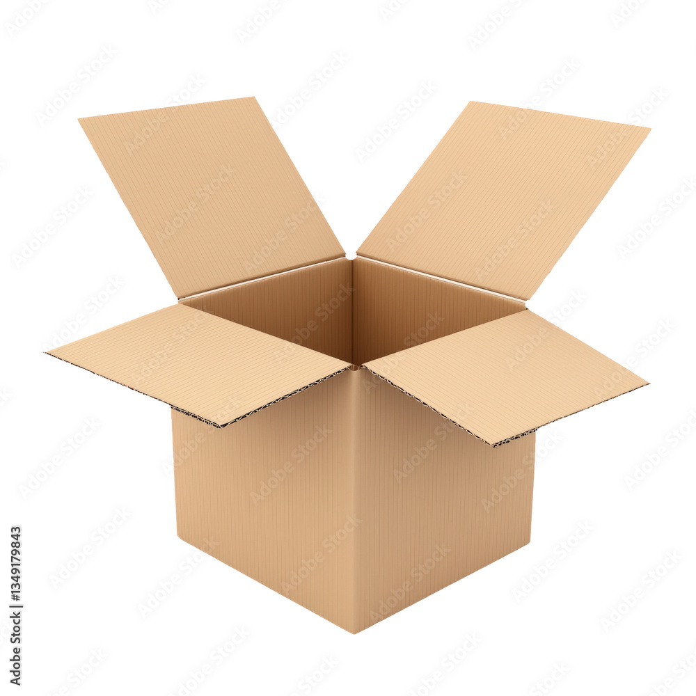 Open Cardboard Box Isolated on White Background Ready for Packing and Shipping Items Open Cardboard Box Isolated on White Background Ready for Packing and Shipping Items
