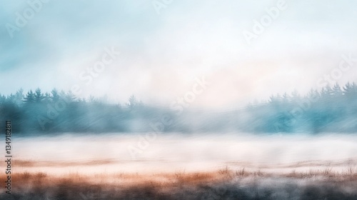 Wallpaper Mural Misty morning landscape with a forest and field. Torontodigital.ca