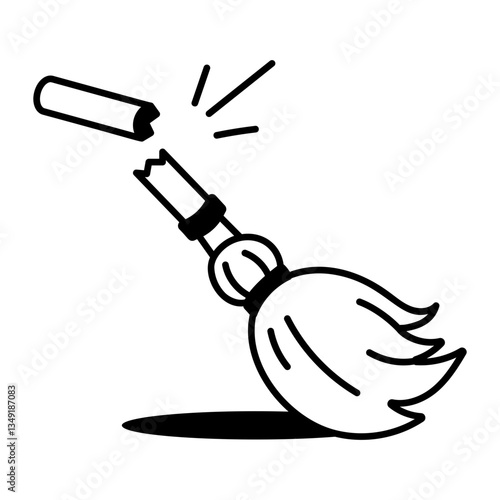 Doodle icon depicting a broken magic broomstick
