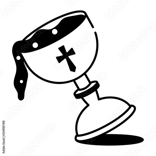 A hand drawn icon depicting a spilling holy grail 
