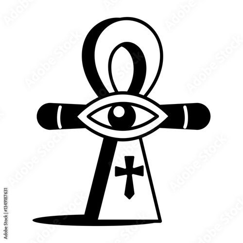 A hand drawn icon depicting magical ankh symbol 
