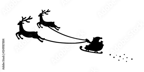 シンプルなクリスマストナカイとサンタのイラスト素材