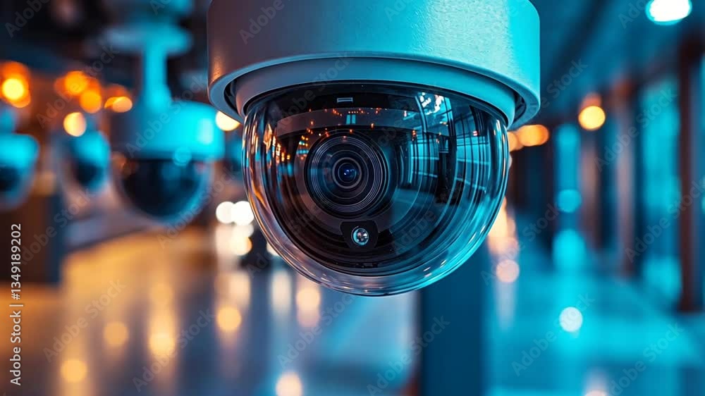 Security camera in modern interior with blurred background. Possible use Stock photo for security systems Security camera in modern interior with blurred background. Possible use Stock photo for security systems