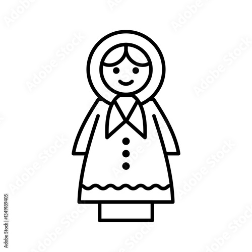 
Illustration showing a black icon of a traditional Russian woman on a white background
