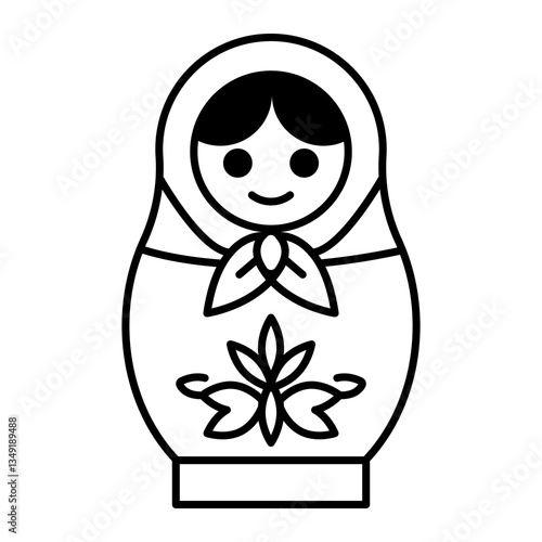 Illustration showing a black icon of a Russian nesting doll on a white background