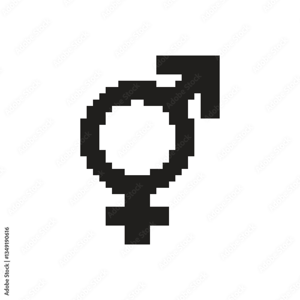 Pixel art gender icon, 8 bit computing retro style sex symbol, mosaic pictogram Pixel art gender icon, 8 bit computing retro style sex symbol, mosaic pictogram