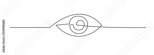 One line drawing eye Icon, single draw ophthalmologist symbol, human line art eyes