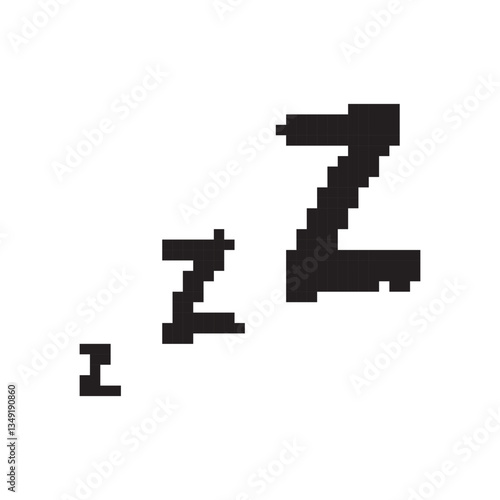 Zzz pixel icon. Snoring 8 bit symbol, retro style zzzz computing pictogram, computing snore sign