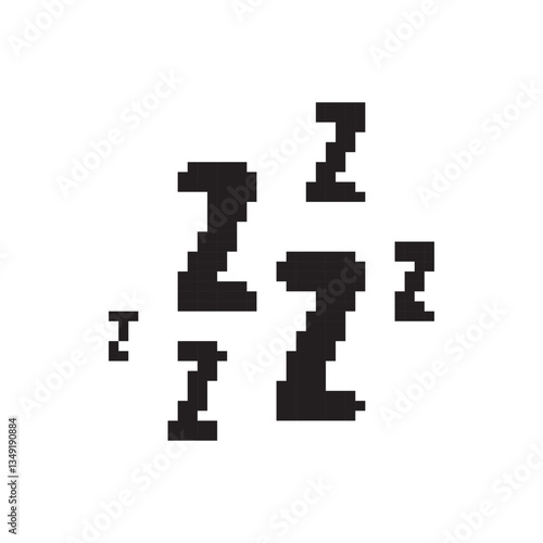 Zzz pixel icon. Snoring 8 bit symbol, retro style zzzz computing pictogram, computing snore sign