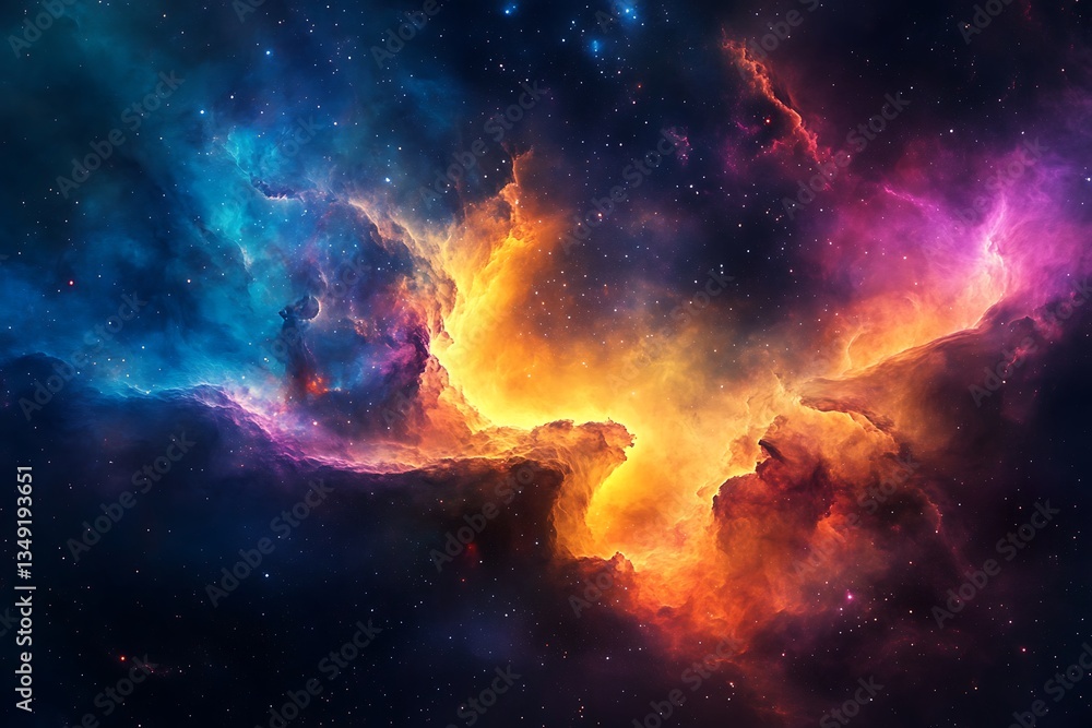 Fototapeta premium Vibrant Nebula in Deep Space: Cosmic Clouds of Color