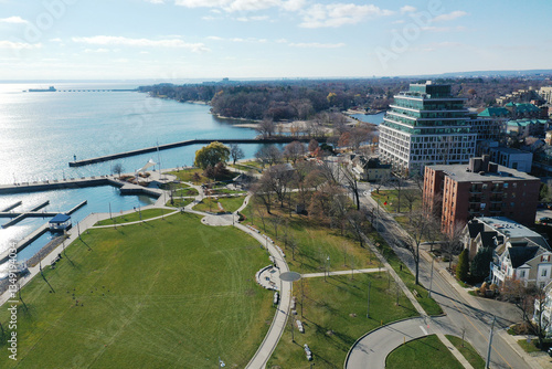 Aerial of Bronte in Ontario, Canada on a fine day