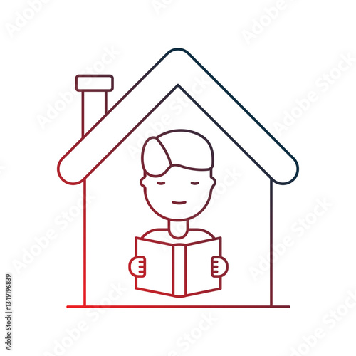 Homeschooling gradient outline icon with white background vector stock illustration