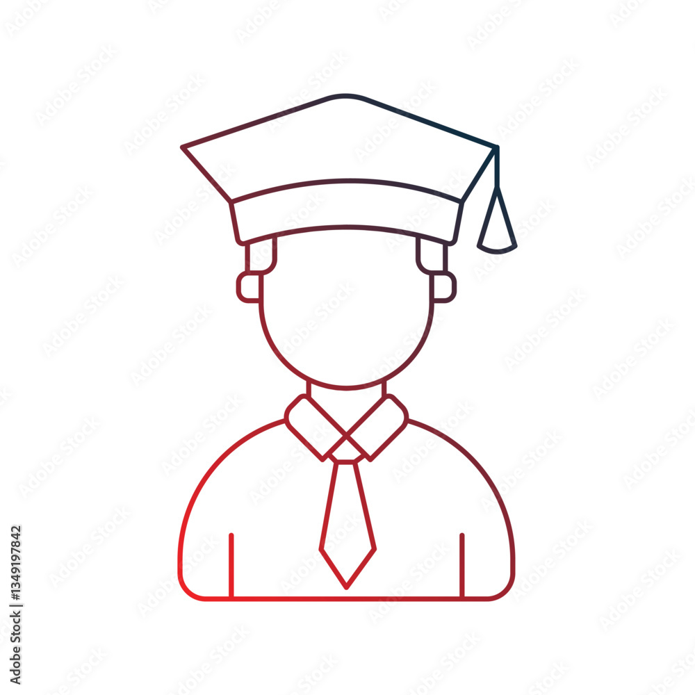 Student gradient outline icon with white background vector stock illustration Student gradient outline icon with white background vector stock illustration