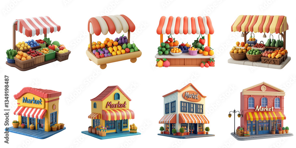 Market png isolated collection background for plasticine mockup decoration. Market png isolated collection background for plasticine mockup decoration.