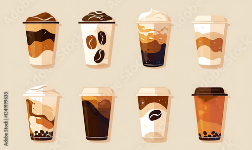 Coffee and accessories concept  illustrations for wallpaper or advertising