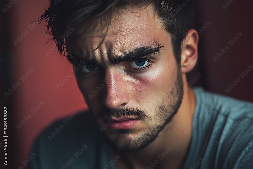 A brooding young man with intense eyes and a serious expression, captured in dramatic low light with deep shadows and a textured background. A brooding young man with intense eyes and a serious expression, captured in dramatic low light with deep shadows and a textured background.