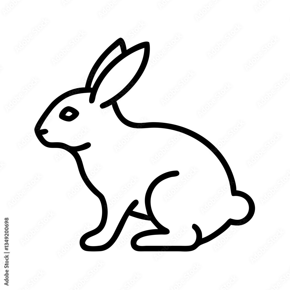 Obraz premium black outline rabbit icon in side profile representing wildlife nature easter symbol and animal illustration on white background