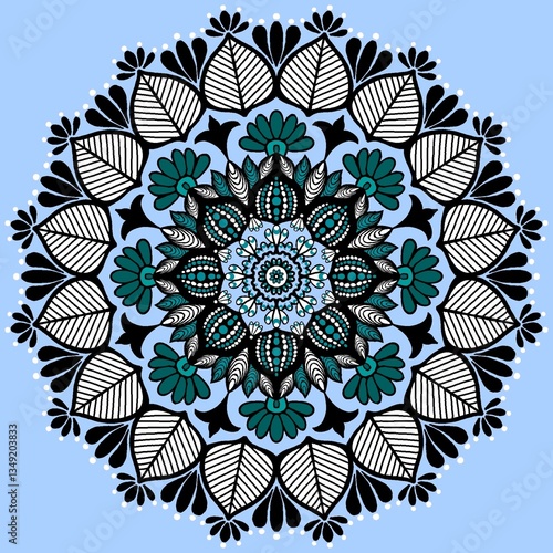 Lace pattern mandala with floral elements 