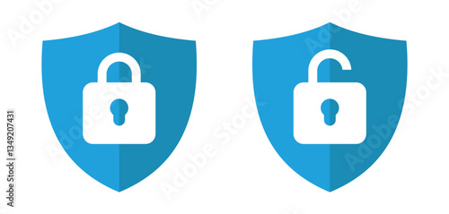 Protection shield with padlcok on transparent background vector 