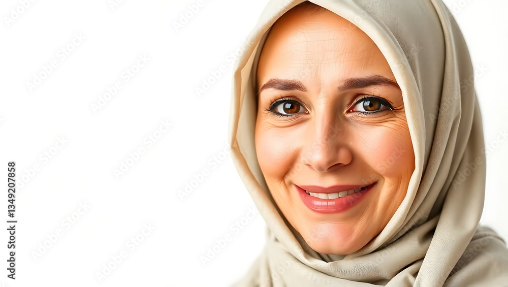 Portrait of an Arabian Hijab Woman on a White Background Portrait of an Arabian Hijab Woman on a White Background