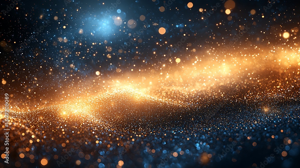 Fototapeta premium Abstract Golden Blue Particle Swirl Background