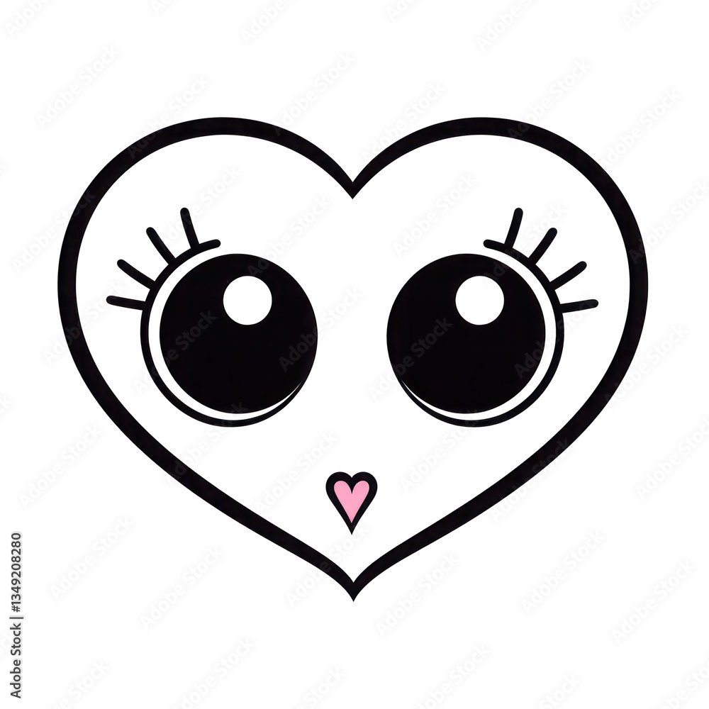 Fototapeta premium A heart with cute eyes and eyelashes
