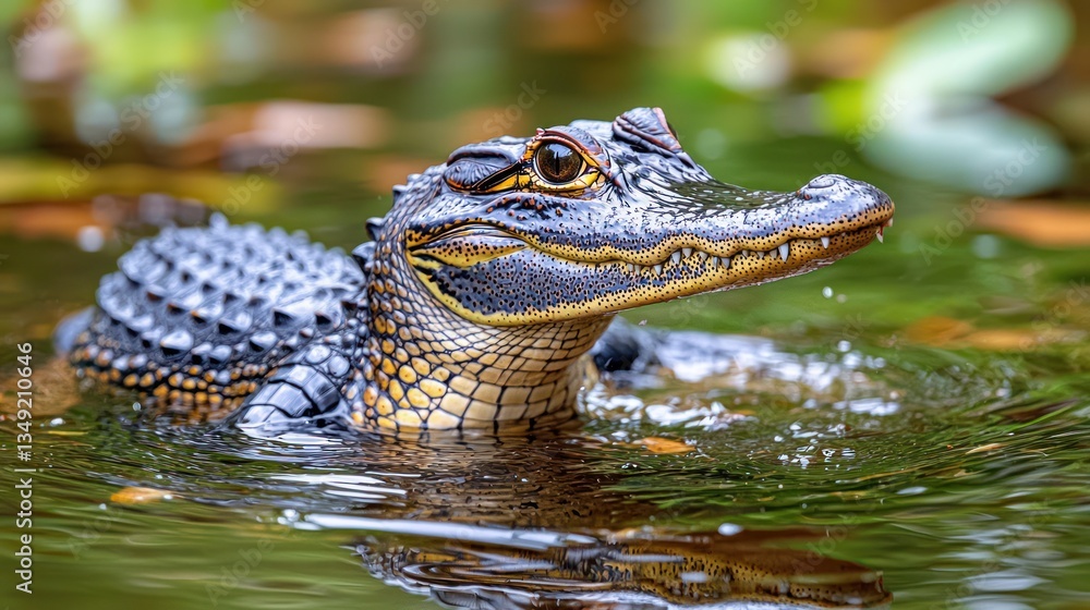 Fototapeta premium Juvenile alligator in swamp