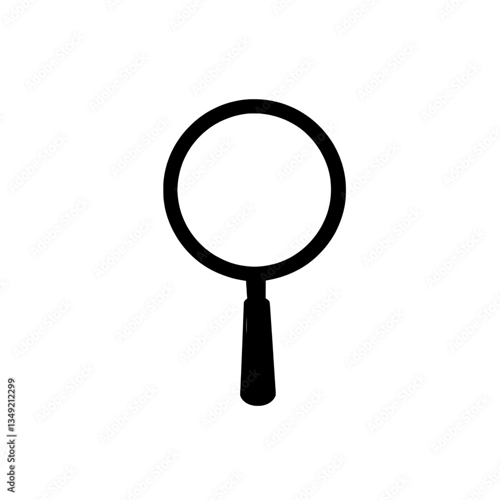 Minimalistic black and white small magnifying glass icon, symbolizing zooming, searching, and investigation in a simple design. Minimalistic black and white small magnifying glass icon, symbolizing zooming, searching, and investigation in a simple design.