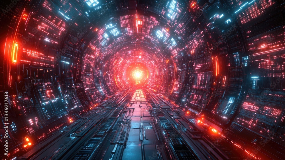 Futuristic tunnel with glowing neon lights. Possible use Sci-fi background Futuristic tunnel with glowing neon lights. Possible use Sci-fi background