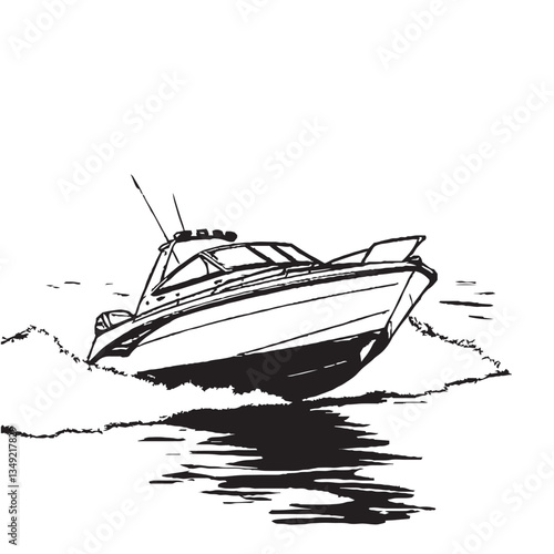 high speed water boat in vector art