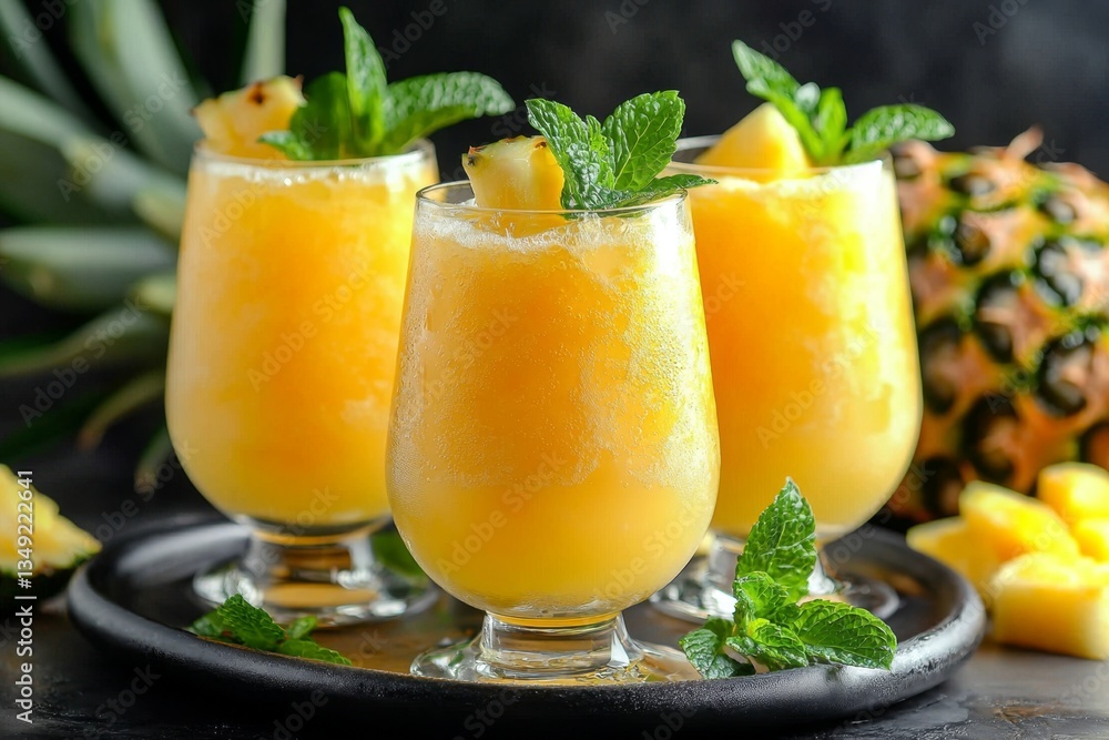 Fototapeta premium A perfect blend of chilled pineapple juice and sparkling wine.