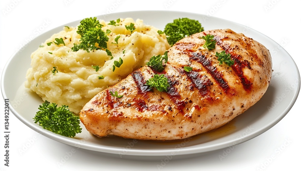 Grilled Chicken Breast with Mashed Potatoes and Parsley Grilled Chicken Breast with Mashed Potatoes and Parsley