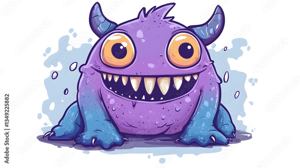 Fototapeta premium Colorful Cute Monster Doodle Vector Illustration Design for Creative Projects