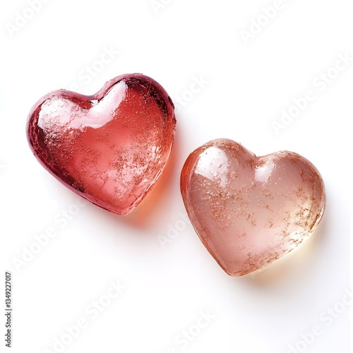 Two Lovely Glass Hearts Romantic Red Pink Valentine s Day Decor