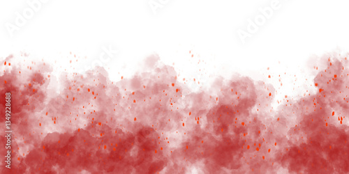 Fire particles embers sparks and smoke on transparent background