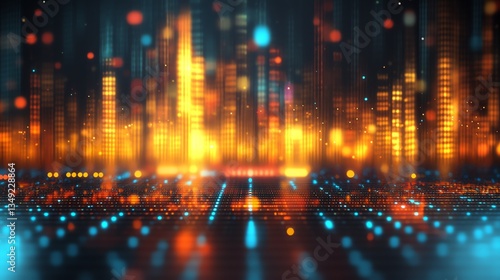 Wallpaper Mural Abstract Glowing Cityscape Backdrop with Data Flowing for Modern Technology Torontodigital.ca