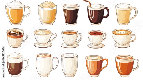 Wallpaper Mural Variety of Beverages in Coffee and Tea Cups for Refreshment Concepts Torontodigital.ca