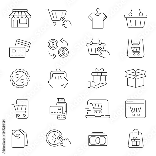 Store Marketplace Vector Outline Icon Set