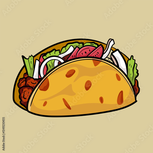 Grilled beef taco Mexican tacos with ground beef, cheese, and lettuce with fresh tomato salsa, isolated background.