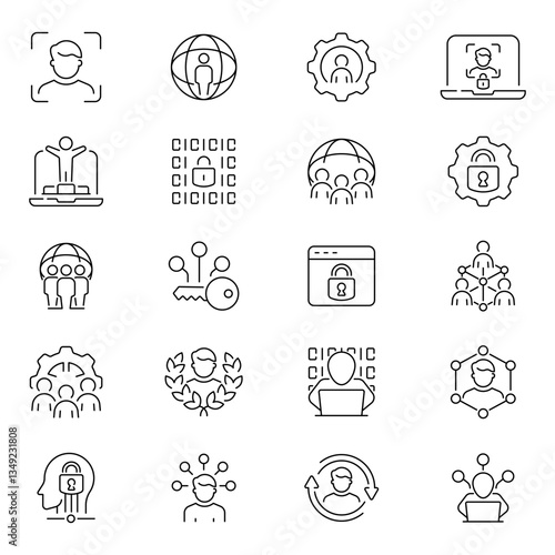 User account vector icon set. Profile management symbols