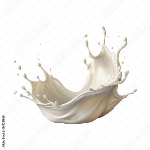 abstract 3d milk splash wave swirls or diary milk splashes, flying milk on the air cut out isolated on white background 