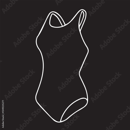 black and white vector illustration of a female swimwear swimsuit outline design